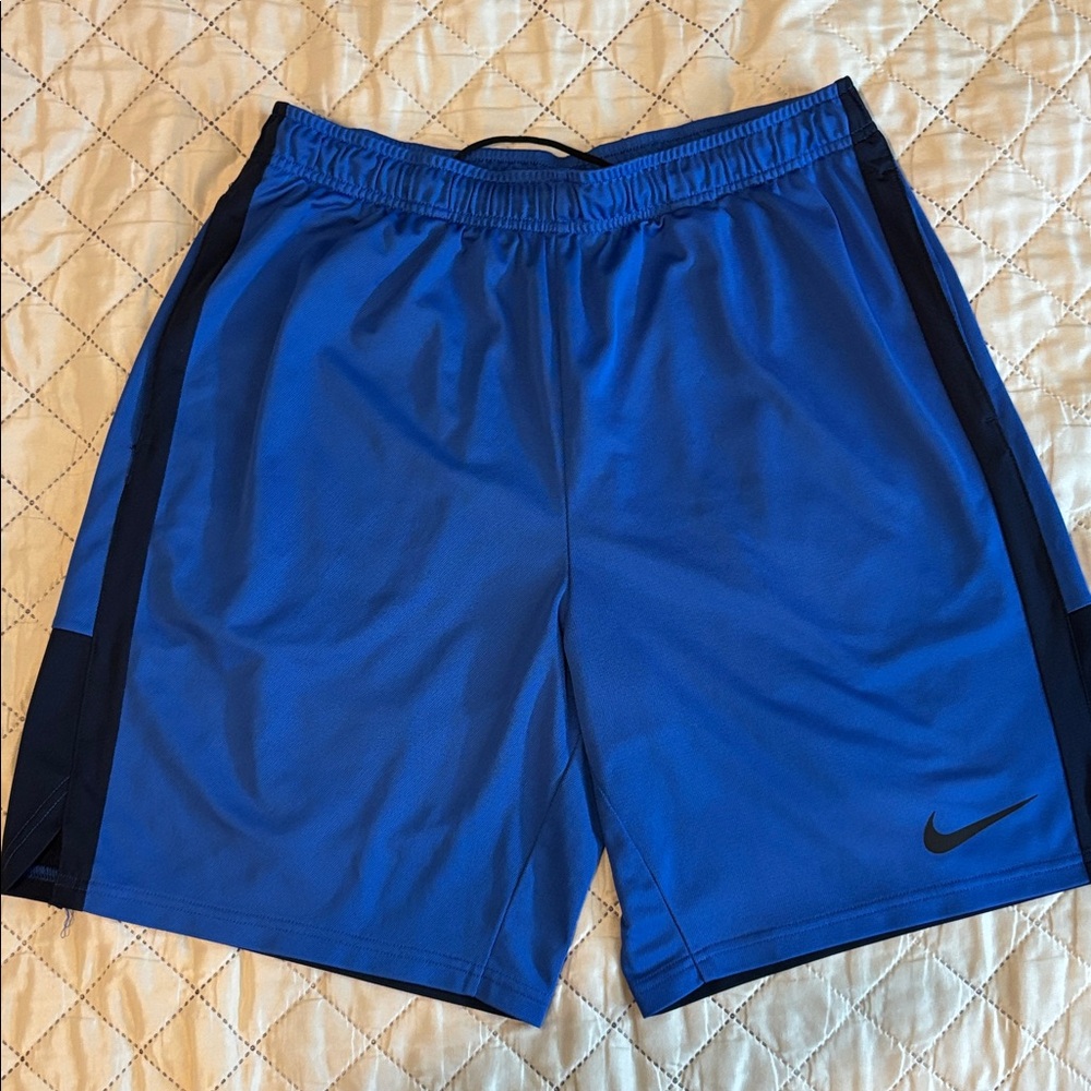 Nike Men's Royal Blue and Black Athletic Shorts